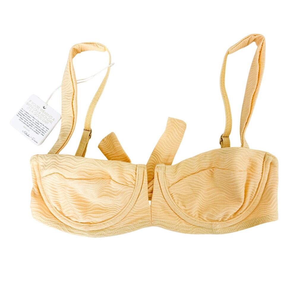 NWT Monday Swimwear Clovelly Top Bikini in Creme Wave - P XS